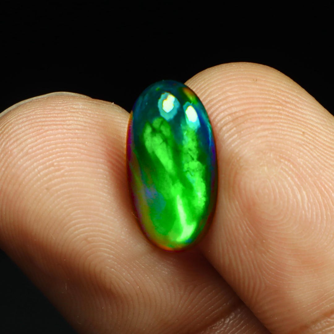 4.50 Ct Ethiopian Black Opal Oval Cabochon 16x9 Mm High Fire Natural ...