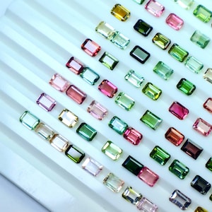 Emerald Cut Natural Tourmaline Gemstone: 7x5mm October Birthstone