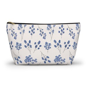 Blue Lavender Accessory Pouch - Floral Makeup Bag, Travel Organizer, Gift for Her, Zippered Style, Cute Toiletry Bag, Pencil Pouch