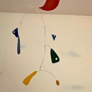 Particle Splash-mobiel | Retro kinetische mobiel | Handgemaakt | Meerkleuren mobiel | Hangmobiel | Middeleeuws modern | Sculptuur