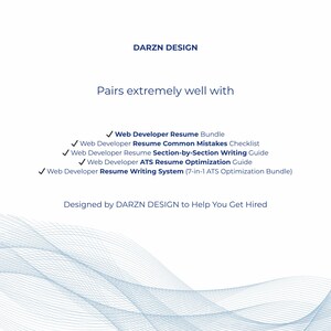 ATS resume template, Web Developer Career Tools, job application systems designed by DARZN Design to helps you get hired.