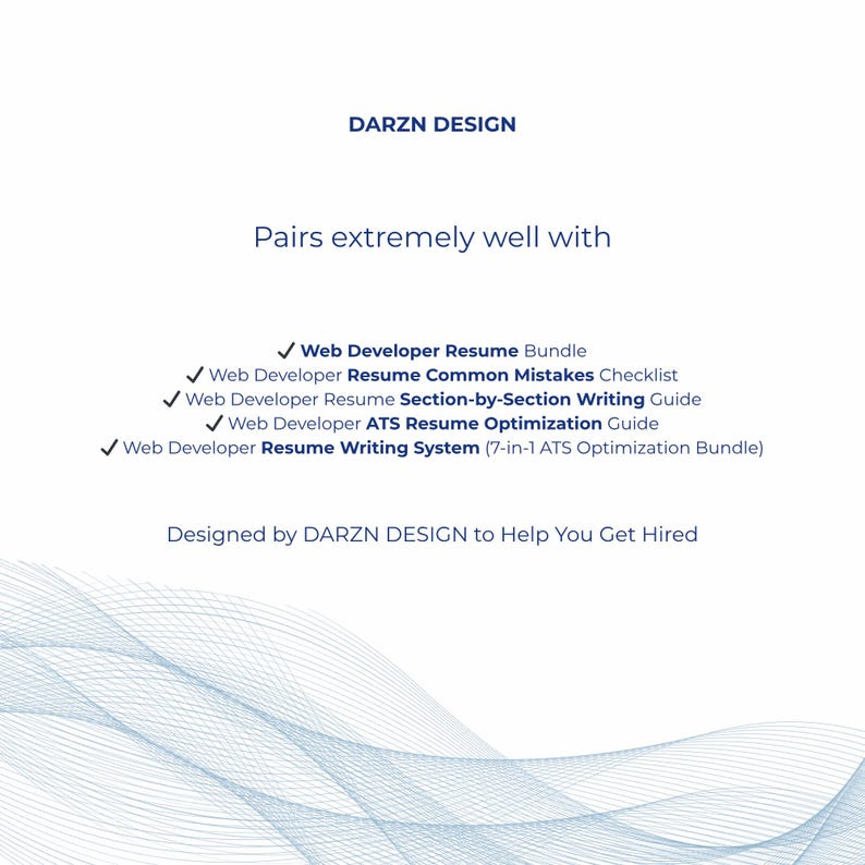 ATS resume template, Web Developer Career Tools, job application systems designed by DARZN Design to helps you get hired.
