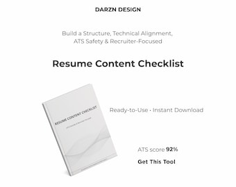 Resume Content Checklist | ATS Resume Optimization Guide for Any Job & Any Industry | Universal Resume Writing Tool