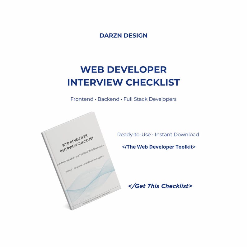 Web Developer Interview Checklist printable PDF