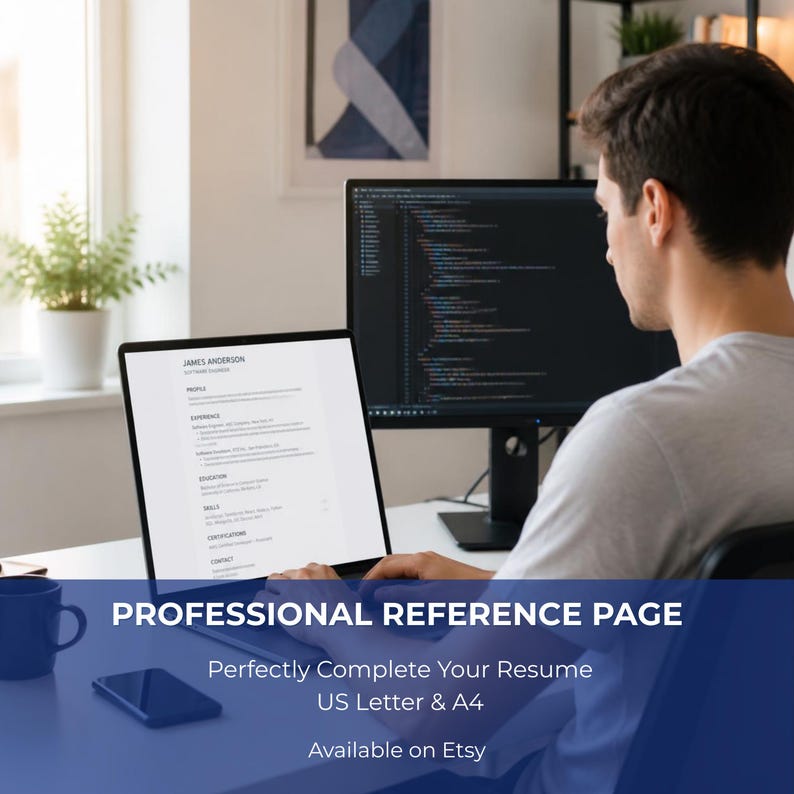 Professional reference page template cover for job applications