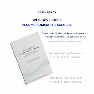 Web Developer Resume Summary Examples | ATS Optimized Professional Profile for Front End Backend Full Stack Developers | Canva PDF Guide