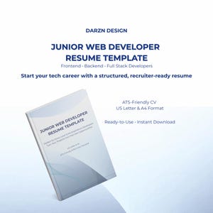 CV-sjabloon voor junior webontwikkelaar | CV voor beginnende webontwikkelaar | ATS-vriendelijk ontwikkelaars-CV (Canva) | Frontend, backend, full stack