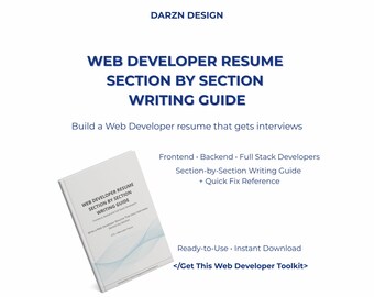 Web Developer Resume Writing Guide | Section by Section Resume Help | ATS Optimized Tech Resume | Job Application Tool | Summary Tips PDF