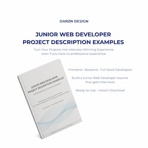 Junior Web Developer Project Description Examples | Entry Level ATS Friendly Developer Resume Guide | Frontend Backend Full Stack