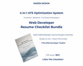 Checklist voor je cv als webontwikkelaar | ATS-optimalisatiesysteem 4-in-1 | Checklists voor frontend, backend en full-stack ontwikkelaars