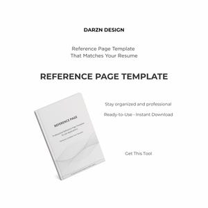 Professional Reference Page Template for Resume | Job Reference List Template | Summary References Page | US Letter & A4 | Instant Download