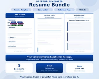 Backend Developer Resume Bundle | Resume Cover Letter Reference