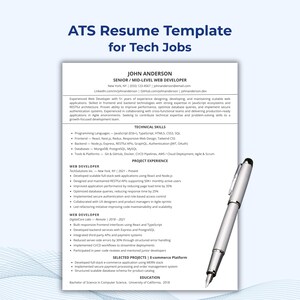 ATS Resume Template for Tech Jobs | Web Developer CV