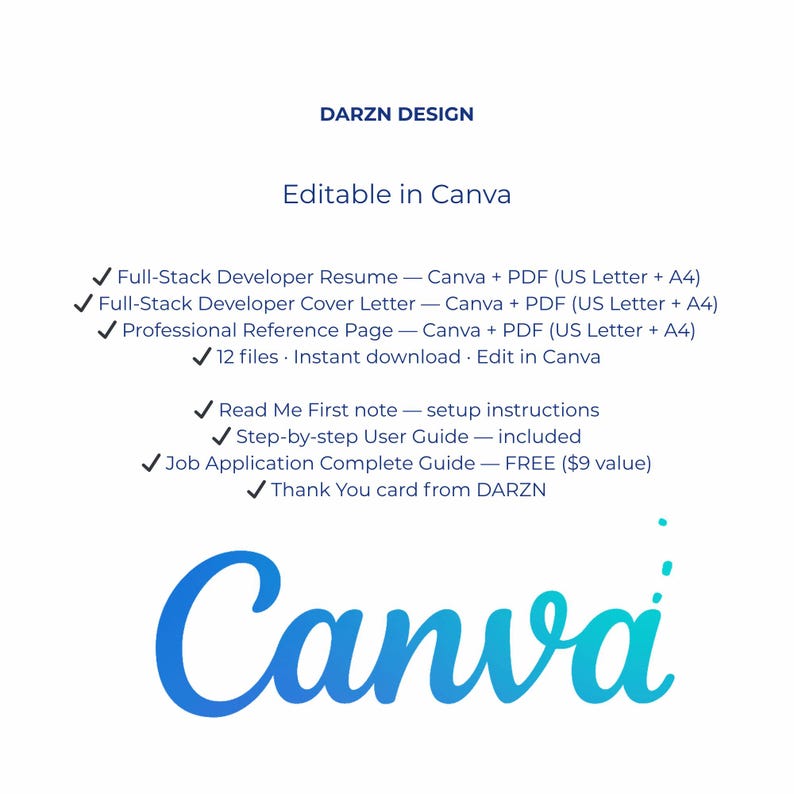 Instant download resume bundle for full-stack developers cover letter included DARZN