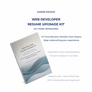 Web Developer Resume Upgrade Kit | ATS Optimization Guide, Mid Level Bullet Library & Summary Examples | Front End Backend Full Stack