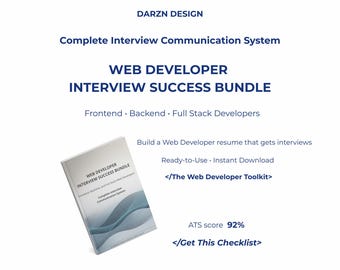 Web Developer Interview Success Bundle | Tech Interview Checklist + Thank You & Follow Up Email Templates | Frontend Backend Full Stack