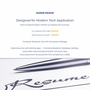 Complete full-stack developer application package resume cover letter reference page