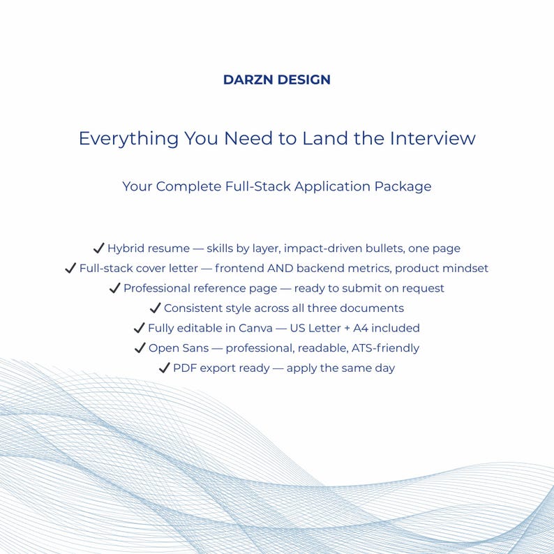 ATS-optimized full-stack developer resume bundle hybrid format editable in Canva