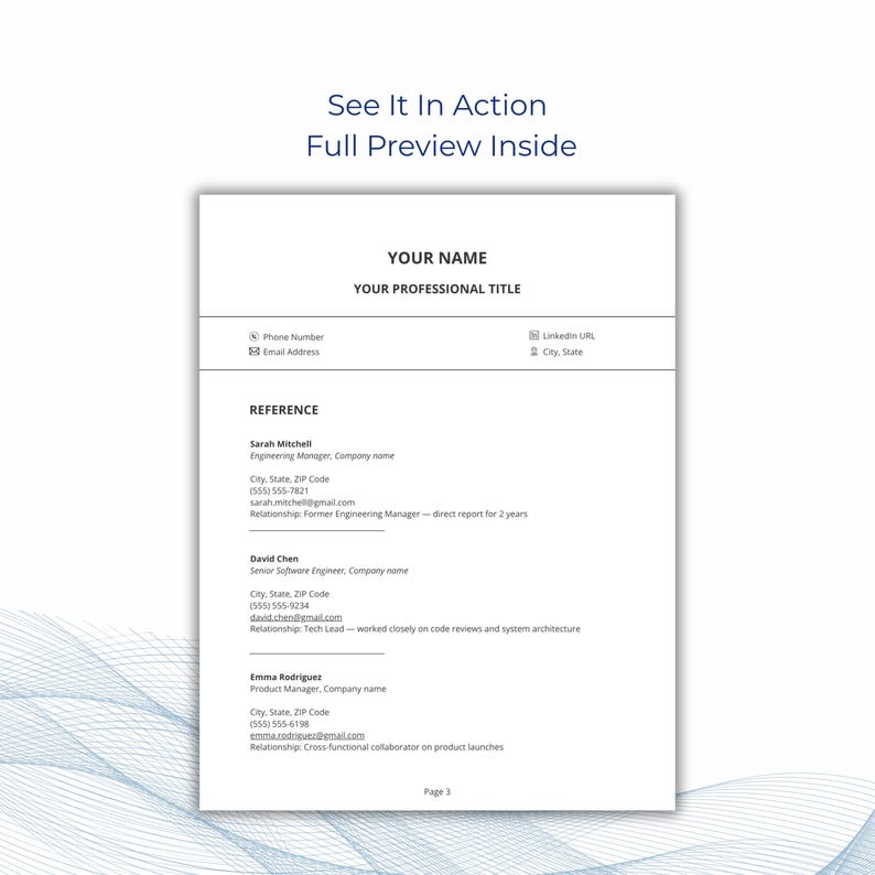 Editable Canva reference page template preview
