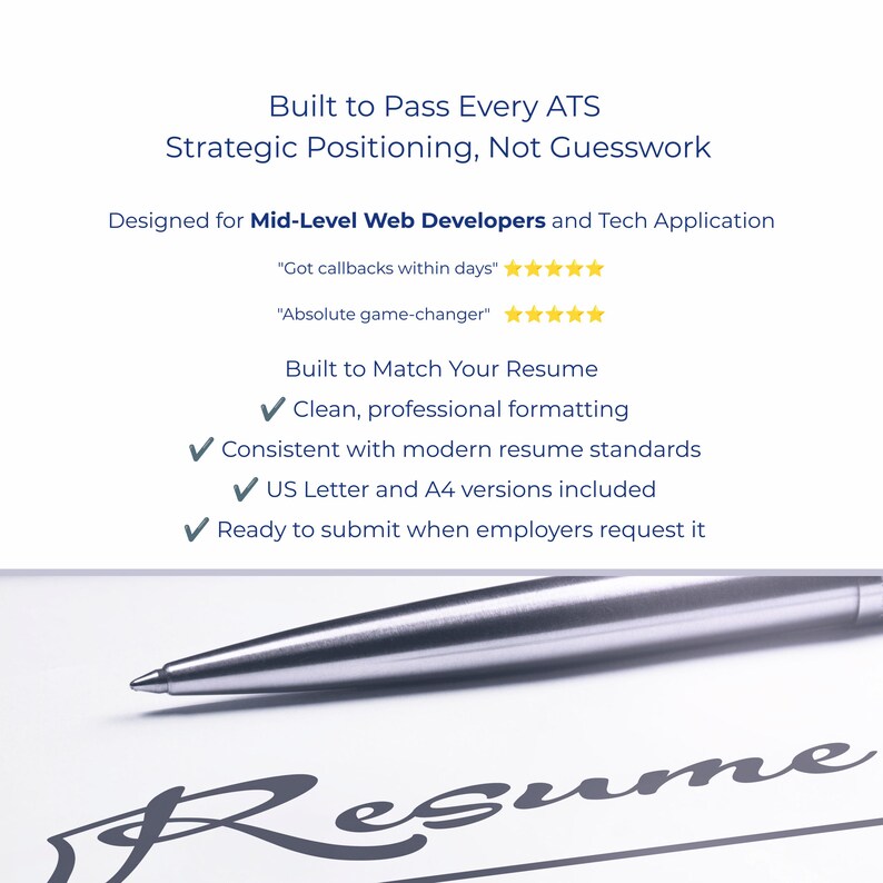 Reference page template A4 format for international job applications