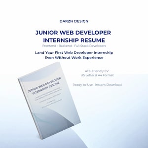 Junior Web Developer Internship Resume Template | ATS Entry Level Web Developer Resume | Computer Science Student CV | US Letter & A4 Canva