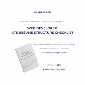 Web Developer ATS Resume Structure Checklist | Tech Resume Layout Guide to Pass ATS & Impress Recruiters