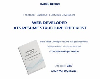 Web Developer ATS Resume Structure Checklist | Tech Resume Layout Guide to Pass ATS & Impress Recruiters