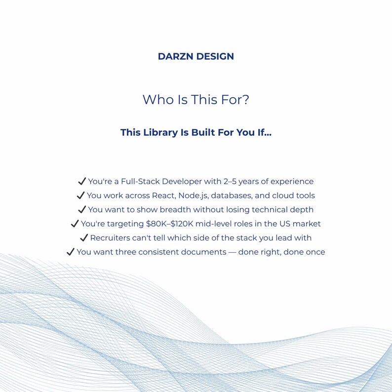 Complete application package for full-stack developers targeting 80K to 120K US roles