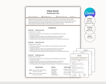 Minimalist Resume Bundle | ATS-Friendly Resume & Cover Letter | US Resume Template