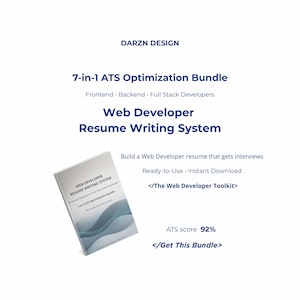 Web Developer Resume Writing System Bundle | ATS Optimized 7-in-1 Toolkit for Frontend Backend Full Stack Developers