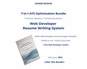 Web Developer Resume Writing System Bundle | ATS Optimized 7-in-1 Toolkit for Frontend Backend Full Stack Developers