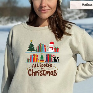All Booked for Xmas Sweatshirt, Christmas Crewneck, Christmas Book Tree Sweatshirt, Book Lovers Christmas Hoodie, Bookworm Xmas Sweatshirt
