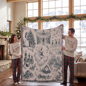 The Nutcracker Ballet Woven Blanket,  Sugar Plum Fairy Throw, Cozy Christmas Home Decor