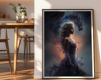 Shadow Dragon and Companion Wall Art, Gothic Home Decor