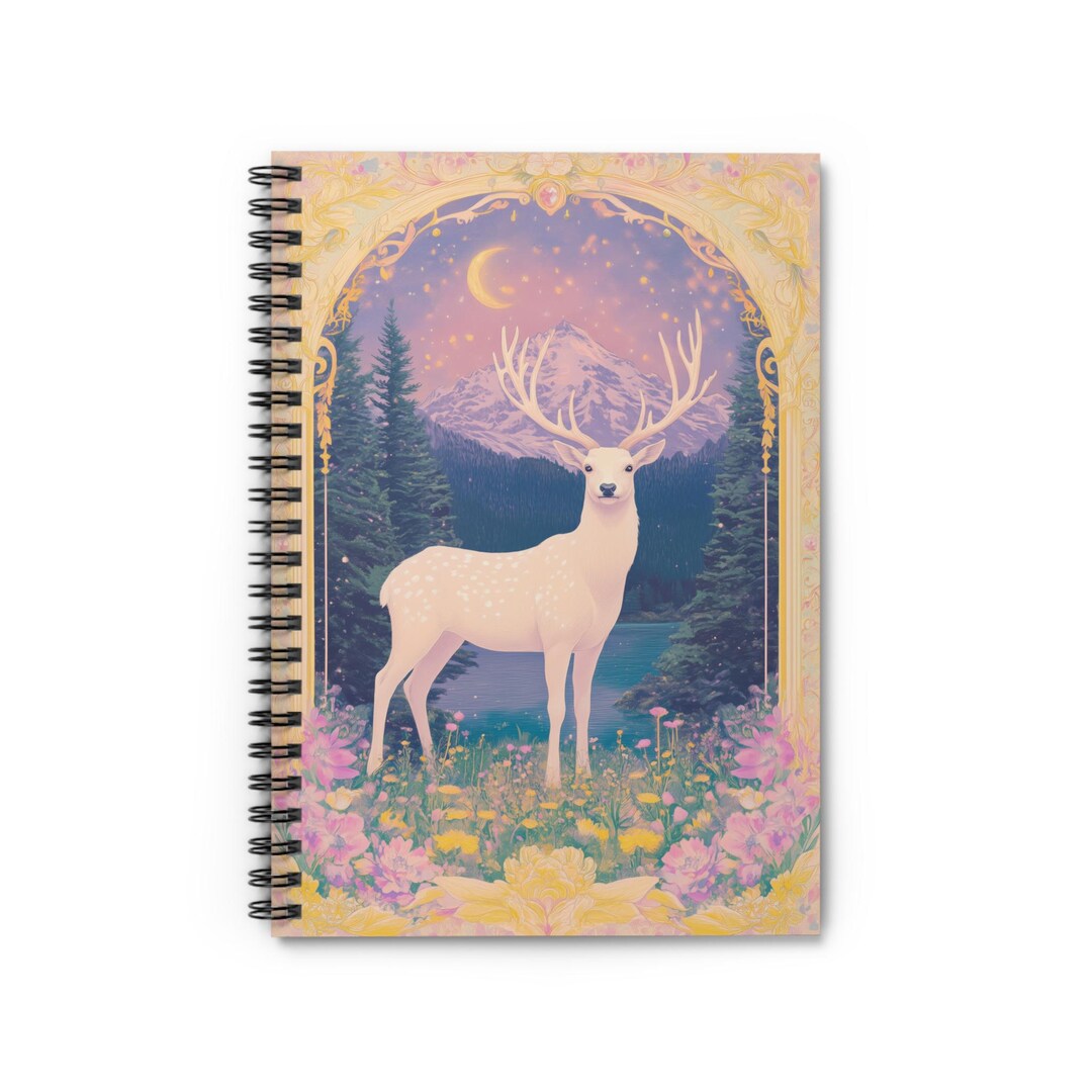 Enchanted Deer Spiral Notebook, Moonlit Forest Fantasy Journal - Etsy