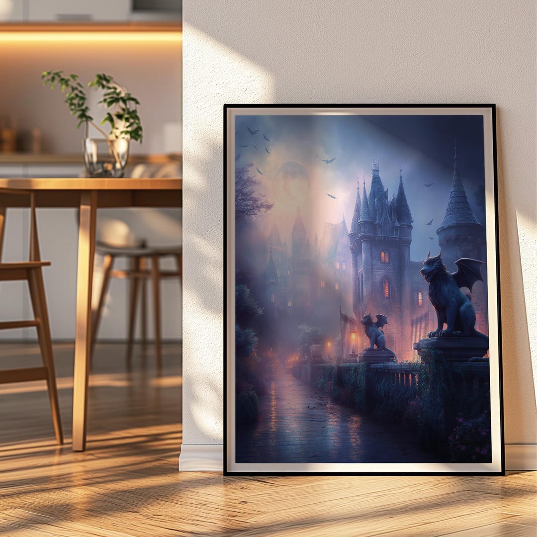 Gothic Castle Wall Art Print Dark Fantasy Poster - Etsy
