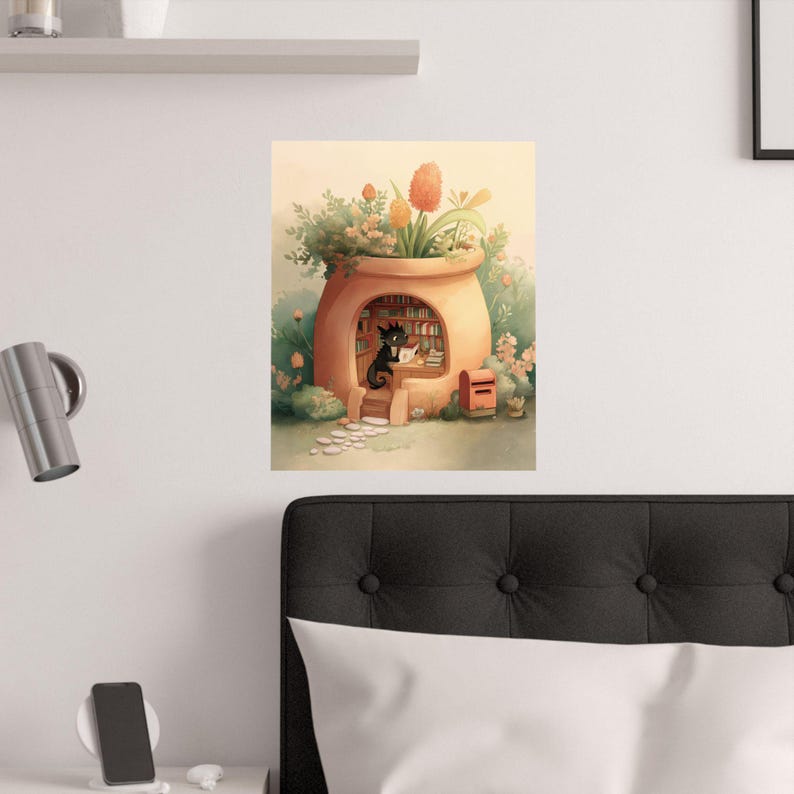 Dragon Library Cottagecore Wall Art | Whimsical Fantasy Decor - Etsy