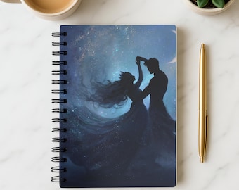 Cuaderno de espiral "Pareja Romántica", diario literario para lectores de fantasía.