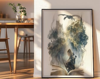 Fantasy Wall Art Book Poster | Bookish Reading Nook Decor | Romantasy Cottage Core Print
