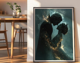 Romantasy Enchanted Couple Wall Art Poster | Reading Nook Decor