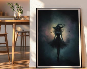 Gothic Witch Art Print | Moody Dark Fantasy Wall Decor