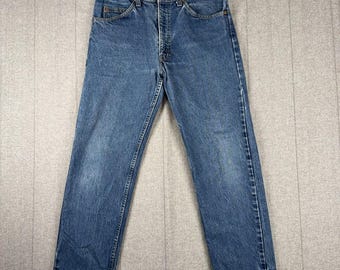 Vintage Levis 505 Tag 33x32 Fits 32x26.5 USA Made 80s Orange Tab Jeans Blue Mens