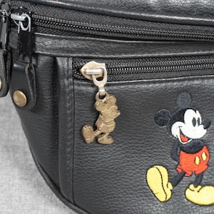 Vintage Disney Mickey Mouse Fanny Pack Black Faux Leather Waist Bag Embroidered image 5
