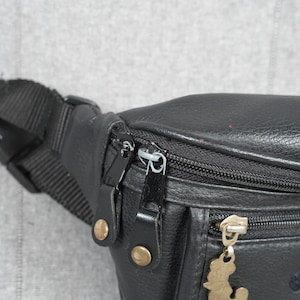 Vintage Disney Mickey Mouse Fanny Pack Black Faux Leather Waist Bag Embroidered image 2