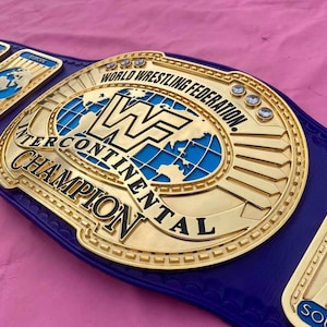 WWF Intercontinental Championship Replica Belt - Genuine Leather, Zinc Plates