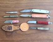 Lot of 7 Vintage Miniature Pocket Knife Pendants Novelties