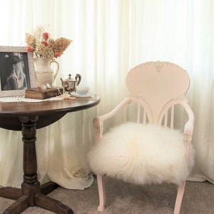 Pink vintage chair with sheepskin-SOLD-Please request your custom designed duplicate