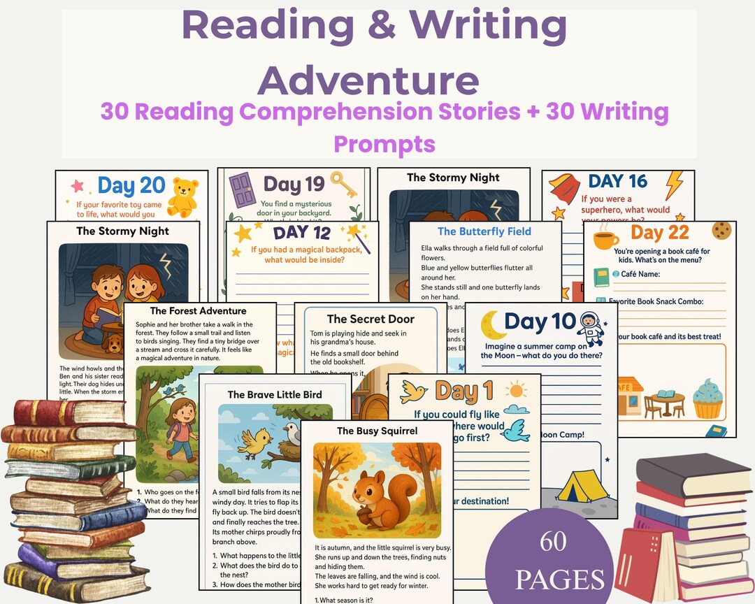 Kids Reading & Writing Prompts | Literacy Pack (PDF) - Etsy