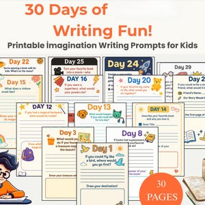 Writing Prompts for Kids -Story Starters Inspiration - Daily Prompts | Gratitude Activities For Children Boys Girls - Children Journal