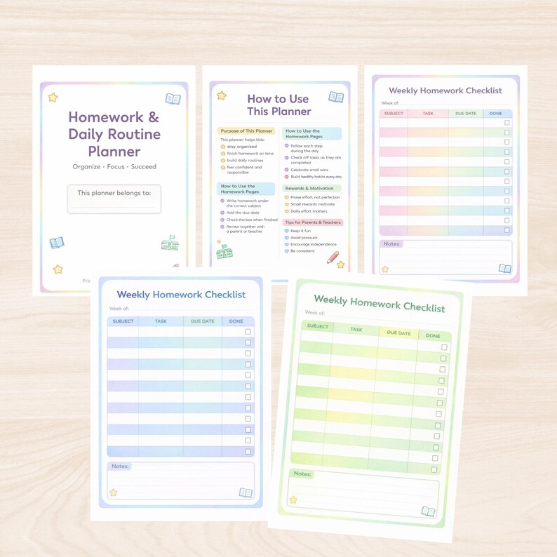 Editable Kids School Planner 2026,adhd Study Planner for Kids Printable ...